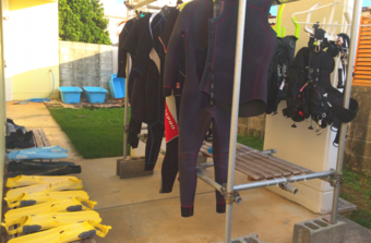 Okinawa Miyakojima Diving Aquatic Adventure Equipment parts washing space, drying place